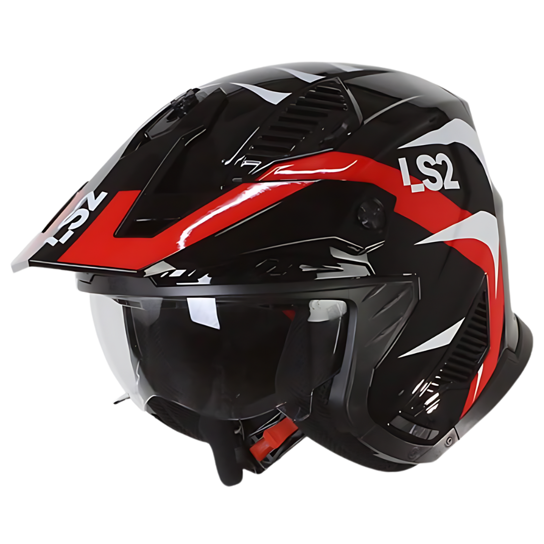 Casco LS2 OF606 Drifter Triality Negro/Rojo Brillante