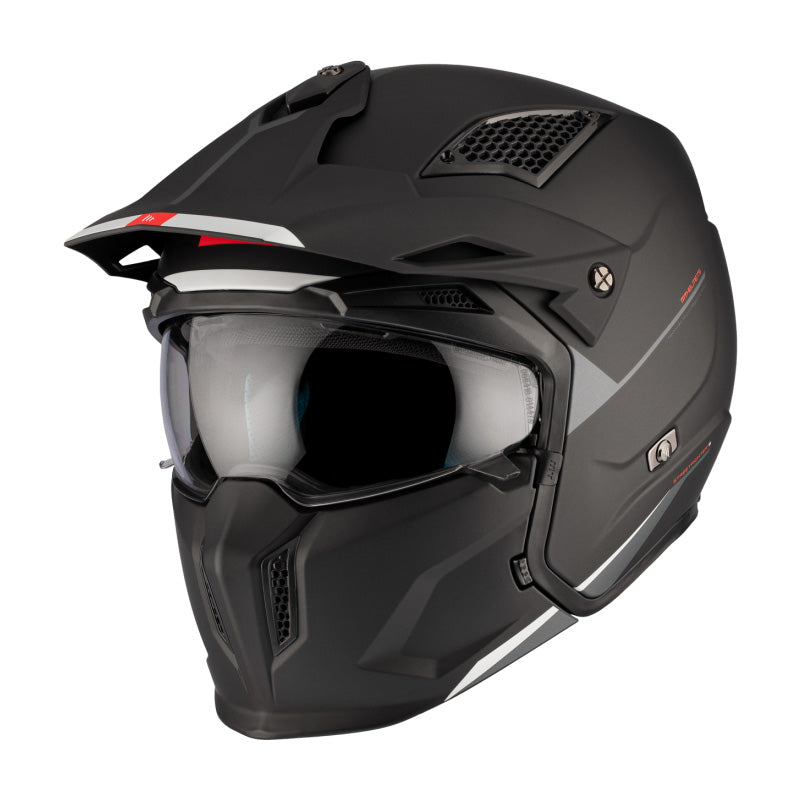 Casco MT StreetFighter SV S Negro Mate Moto Repuestos Calle Blancos