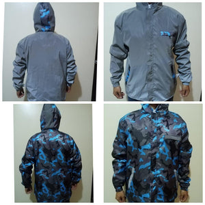 Jacket Reflectiva Semi Impermeable Reversible Camuflada Azul/Negro